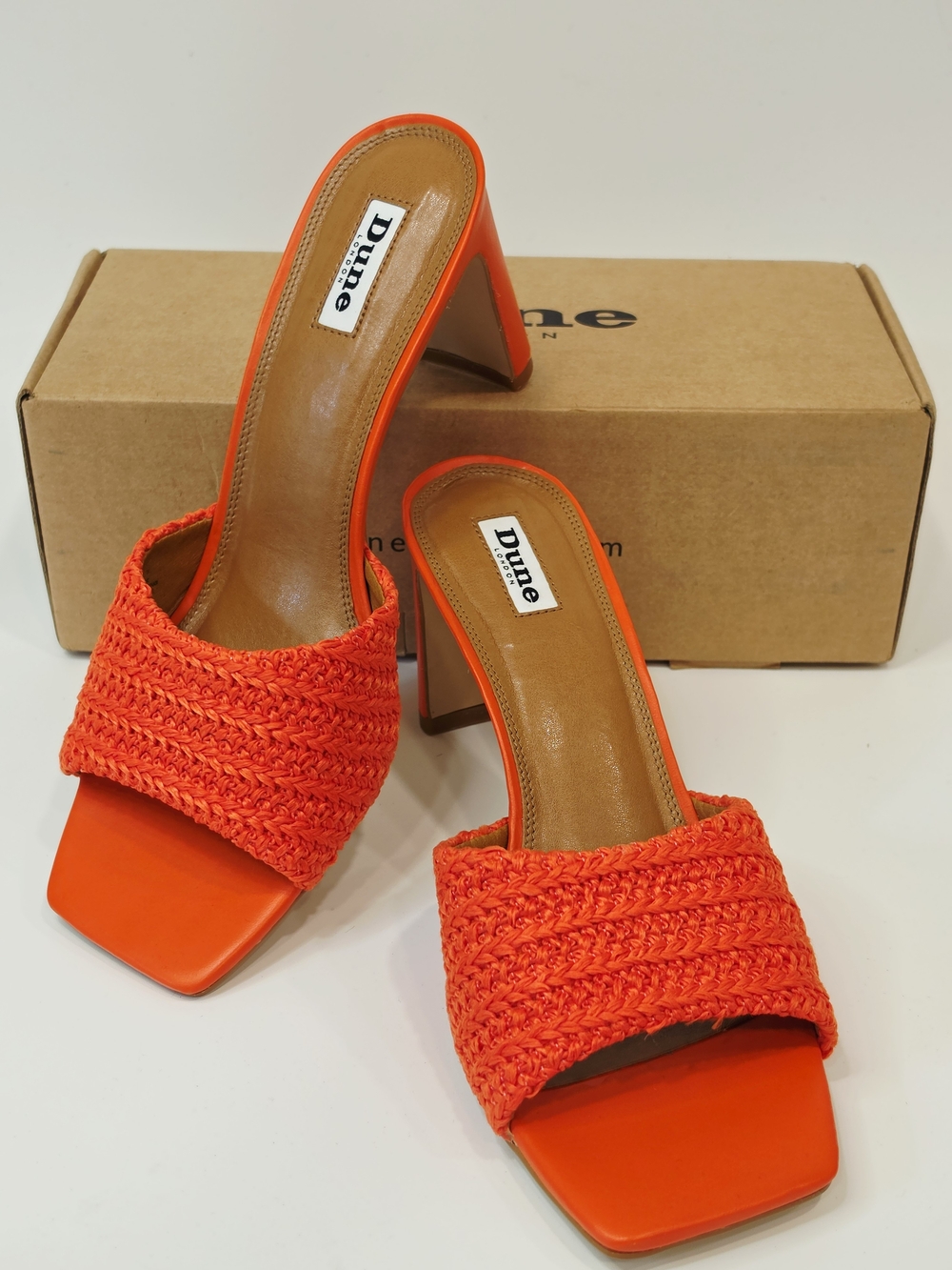 Dune London March Women’s Orange Woven Heeled Mules – Size EU 9/42 US 11